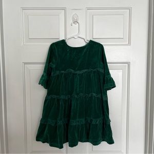 Hannah Anderson Green Velvet 3/4 Sleeve Green Velvet Tiered Skirt Dress Size 5